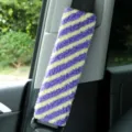 Car seat belt shoulder pad purple yellow striped plush cover soft auto safety strap cushion - Purple Yellow Striped
