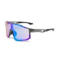 Occhiali da sole per ciclismo all'aperto con lenti riflettenti antivento colorate monopezzo. - Montatura Grigio Nero Lente Mercurio Verde
