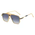 Gafas de sol hombre poligonal elegantes con lentes degradadas, montura dorada estilo piloto. - Marco Oro Negro Gris Degradado