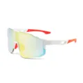 Gafas de sol deportivas para ciclismo con montura blanca y lente reflectante de colores. - Marco Rojo Blanco Lente Mercurio Amarillo