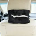 Portapañuelos de coche de felpa negra para reposacabezas accesorio interior cómodo - Caja de Pañuelos para Coche / Negro