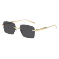Metalen randsloze vierkante zonnebril met chique stud details voor dames en heren - Zwart Grijs