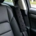 Soft polka dot car seatbelt shoulder pad universal plush strap cover black interior accessory - 25*6 / Polka Dot Black Shoulder Pad