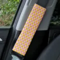 Colorful checkerboard car seatbelt cover soft shoulder pad for women interior accessories - Bubble Plaid Yellow-Pink Shoulder Pad