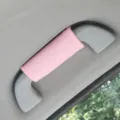 Pink plush car roof grab handle cover, soft velvet interior protection accessory SKU. - Pink
