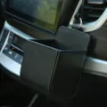 Black PU leather car air vent storage box organizer for phone cards and small items. - Black