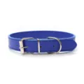Eenvoudige effen blauwe PU lederen huisdierhalsband met metalen gesp en D-ring erin. - 1.2*33CM / Blauw