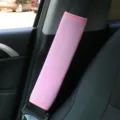 Soft pink car seat belt shoulder pad protective cover, comfortable fabric cushion for driving. - Ice Silk Shoulder Cover (Pair) / Pink