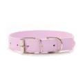 Eenvoudige lichtpaarse PU lederen huisdier halsband voor katten en honden met gesp. - Roze