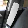 White plush car seatbelt cover soft comfortable shoulder pad universal auto accessory - Plush Shoulder Cover (Pair) / White