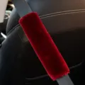 Red faux fur car seat belt cover, soft plush shoulder pad for auto interior decoration. - Burgundy