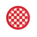 Red and white checkered PVC car coaster, anti-slip cup holder mat for vehicle interior use. - Red White