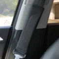 Carbon fiber texture car seatbelt shoulder pad leather cover interior accessories - Carbon Fiber Black with Red Lines Color Block