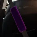 Purple plush car seat belt cover, soft imitation rabbit fur shoulder pad for auto interior accessory. - Purple