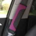 Car seat belt shoulder pad, purple leather carbon fiber pattern, comfortable driving accessory. - Carbon Fiber Black and Purple Color Block