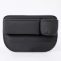 Car seat gap organizer black leather console storage bag with cup holder variant - Passenger Side / Black