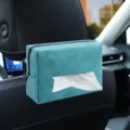 Auto stoelrug tissue box suède textuur hangende servet houder multifunctioneel blauw - Blauw