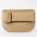 Car Seat Gap Organizer PU Leather Storage Pocket With Cup Holder Beige Interior Accessory - Driver Side / Beige