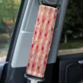 Pink tweed car seatbelt cover, stylish woven shoulder pad protector for comfortable driving. - Pink Texture
