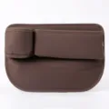 Car seat gap organizer brown PU leather storage pocket with cup holder for auto interior. - Driver Side / Brown