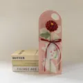 Handmade crochet carnation flower card gift, perfect for Mother's Day present and decor. - Red Ranunculus