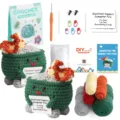 Kit de Crochet Débutant pour Poupée Poubelle Feu DIY Set d'Artisanat avec Fil et Notice - Kit Matériel Extincteur