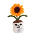 Maceta de calavera de ganchillo bonita con girasol y tarjeta alentadora para decoración - Girasol de Limpiapipas