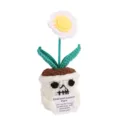 Planta en maceta de calavera de ganchillo hecha a mano con tarjeta de apoyo emocional. - Margarita