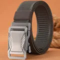 Men's tactical nylon belt featuring a durable metal alloy buckle for outdoor activities. - Gray / 120cm