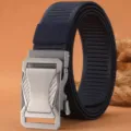 Men's tactical nylon belt with alloy buckle, dark blue variant for outdoor casual wear. - Blue / 120cm