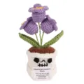 Handmade crochet potted plant with cute skull pot, emotional support gift and desk decor. - 3-Head Lily of the Valley Purple