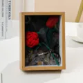 Handmade crochet rose and tulip 3D flower picture frame desktop ornament for interior home decor. - Red Rose Photo Frame / Red