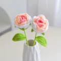 Flor artificial de rosa de ganchillo hecha a mano planta en maceta decoración del hogar - Rosa Degradado