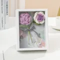 Handmade crochet rose flower photo frame desktop ornament gift for teacher day decor - Purple Rose Photo Frame / Purple