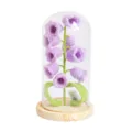 Handmade crochet purple flower in glass dome with wooden base, desktop decor ornament main view. - Purple Lily of the Valley Material Kit