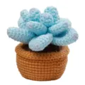 Planta suculenta de ganchillo hecha a mano decoración de escritorio flor tejida regalo lindo - Kit de Suculenta Azul / Azul