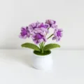 Handmade crochet purple potted flower, miniature knitted botanical ornament for desktop decor - Purple Small Daisy 6 Heads