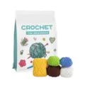 Beginner crochet yarn kit with colorful wool balls and packaging bag for DIY handmade dolls. - Turtle Bee / 2 Pieces/Pack / Yellow-Green
