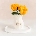 Handmade crochet sunflower potted plant, cute yellow flowers with white vase decor. - Orange 2-Head Carnation