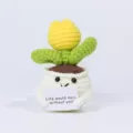 Handmade crochet potted flower toy with cute face and card, lovely desktop decor gift. - Tulip