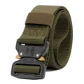 Men tactical nylon belt with heavy duty quick release metal buckle outdoor training. - 125cm / Green