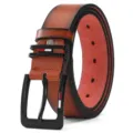 Men's Gradient Brown Leather Belt Casual Business Metal Pin Buckle Fashion Waistbelt - 110cm / Brown