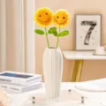 Handmade crochet sunflower bouquet in white ceramic vase, cute yellow knitted flower gift. - Smiling Face Sunflower Finished