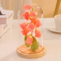 Handmade crochet lily of the valley night light glass dome table lamp home decor gift - Pink