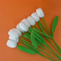 Handmade crochet tulip flower bouquet knitted yarn floral gift for home room decor - White