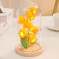Handmade crochet lily of the valley night light with glass dome home decor gift - Yellow