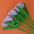 Handmade crochet tulip flower finished product knit yarn bouquet gift for girlfriend lover - Light Purple