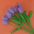 Handmade crochet purple tulip flower bouquet detail view, perfect for home decor and gifts. - Deep purple