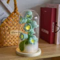 Handmade crochet lily of the valley night light glass dome romantic gift decor. - Green
