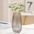 Ramo de flores de ganchillo hecho a mano con florero de cristal para decoracion hogar. - Verde Clásico Escocés